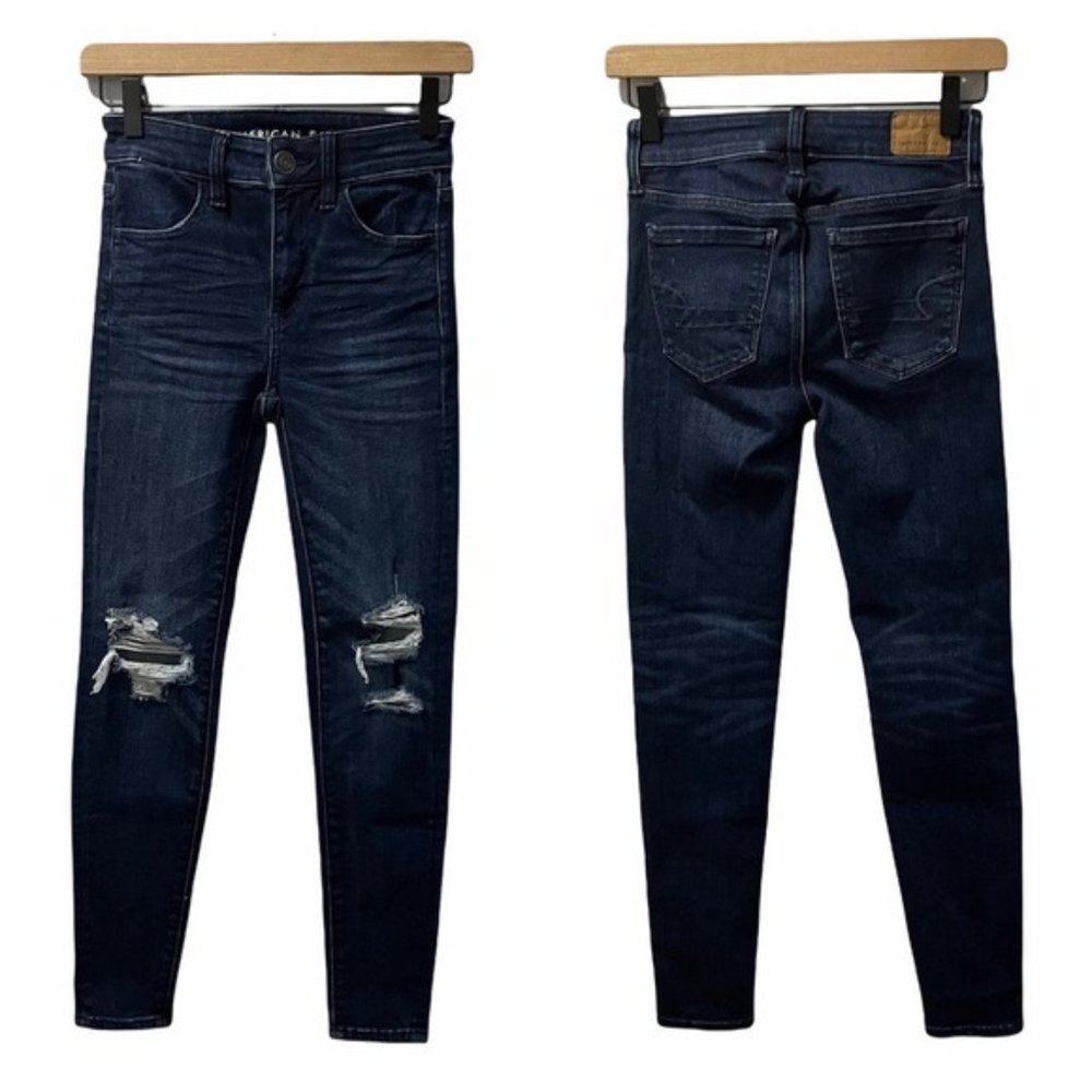 2/$25 🟣 American Eagle Distressed Stretch High Rise Skinny Denim Jegging
